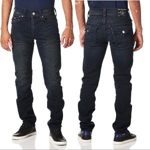 Mens True Religion Geno Big T Flap Relaxed Slim Jeans